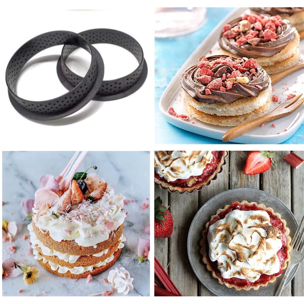 Compasty 12 Pezzi Anelli Ovali di Schiuma Torta Forata Resistente al di Cottura Antiaderente Mini Torta Torta Anelli