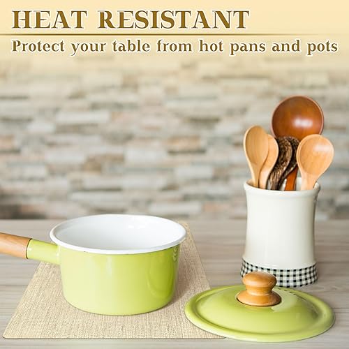 Miniatura 4 de Bencailor Juego de 8 manteles individuales de vinilo dorados de 12 x 18 pulgadas, manteles individuales de plástico estilo granja, PVC, resistentes