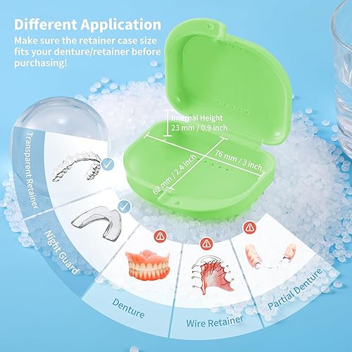 Miniatura 5 de Estuche retenedor de dentadura para boquilla de ortodoncia, caja de almacenamiento transparente con orificios de ventilación, color verde, ligero y