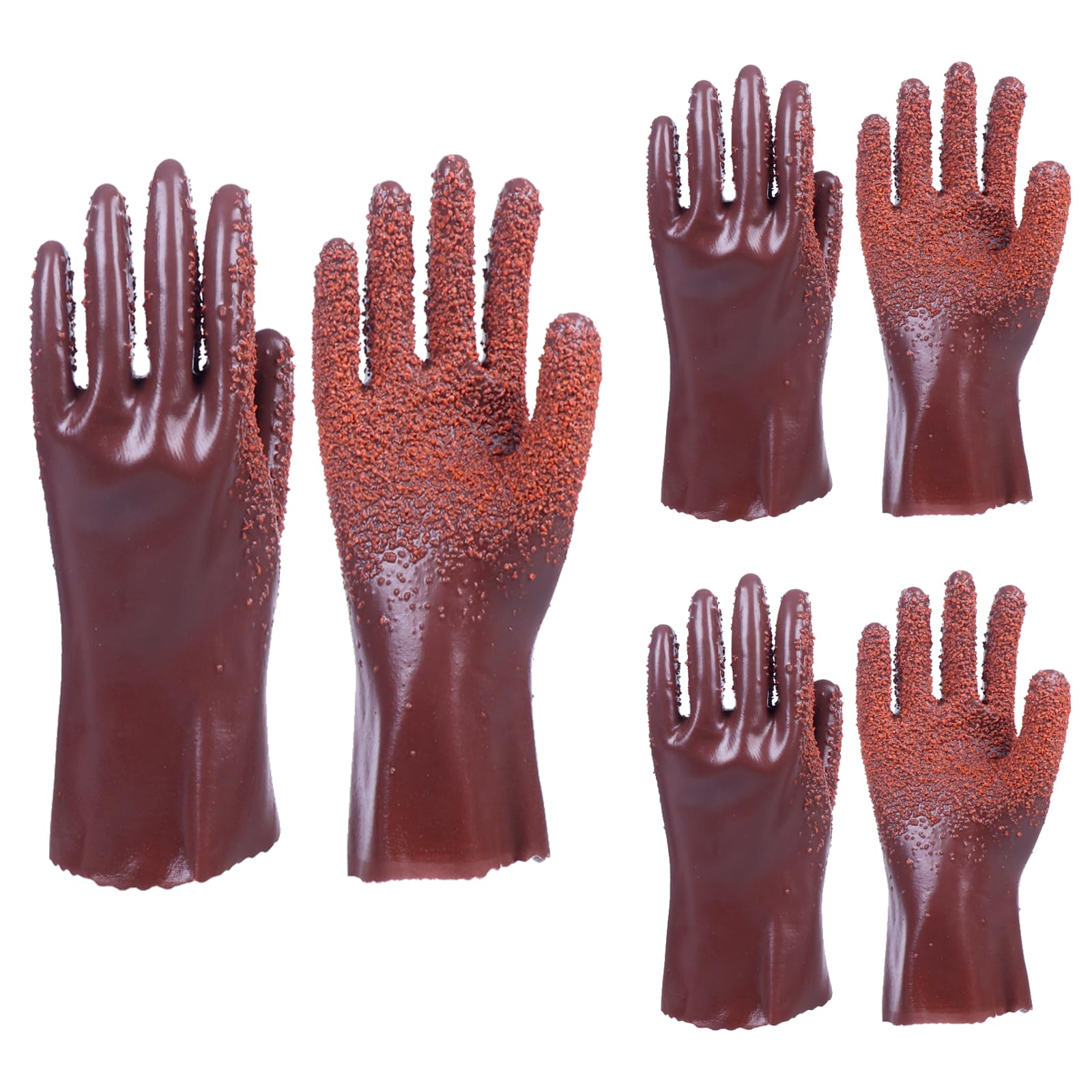 3 pares de guantes de alcantarillado resistentes | Guantes de trabajo con revestimiento de PVC resistentes a la abrasión para limpieza de desagües y fontanería, aceite y resistentes