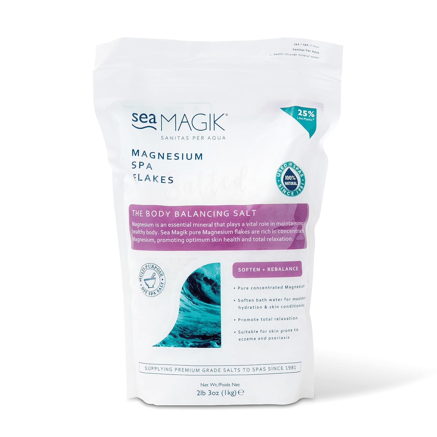 Sea Magik Magnesium Flakes for Bath - Hydrating, Suitable for All Skin Types, Great for Dry Skin, Eczema, and Psoriasis, Relaxing, Vegan, Cruelty Free (1kg)