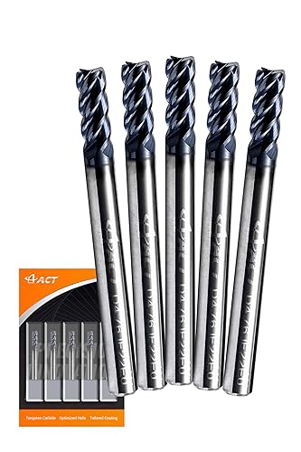 Miniatura 17 de ACCUT I4KES - Fresa cuadrada de carburo de 1/4 de pulgada, broca de fresado de 4 flautas para acero, acero de forja, cobre, aleaciones