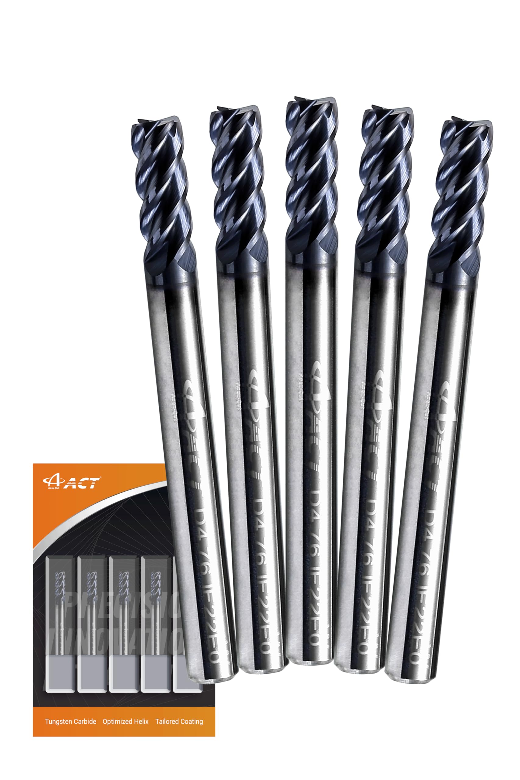 ACCUCUT 1/8" Carbide End Mill - 4 Flute Milling Bit -14