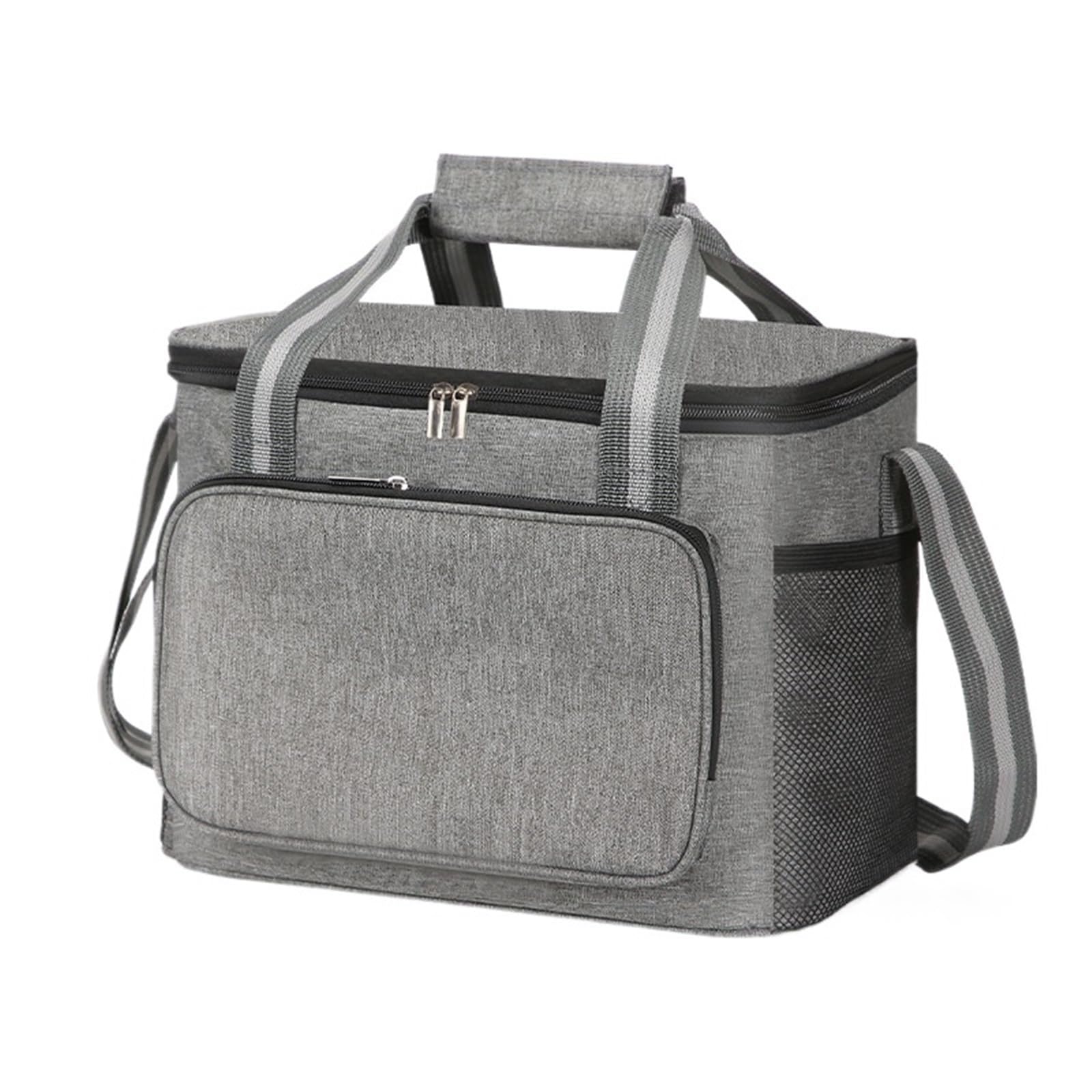 Borsa termica for il pranzo a tracolla, grande capacità, for uomini e donne, da viaggio, portatile, for alimenti freddi Per Lavoro, Ufficio, Scuola, Picnic, Viaggi(GREY)