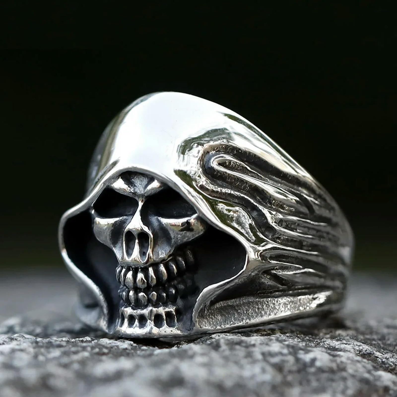 Generic New Men's Ring Punk Death Skull Ring For Men Fashion For Teen Hip Hop Halloween Jewelry Vintage, 13