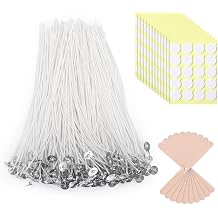 240Pcs 8 Inch Pre Waxed Candle Wick with 240Pcs Wick Stickers and 10Pcs Candle Wick Holders, Bulk Cotton Candle Wicks for Candle Making, Soy Wax