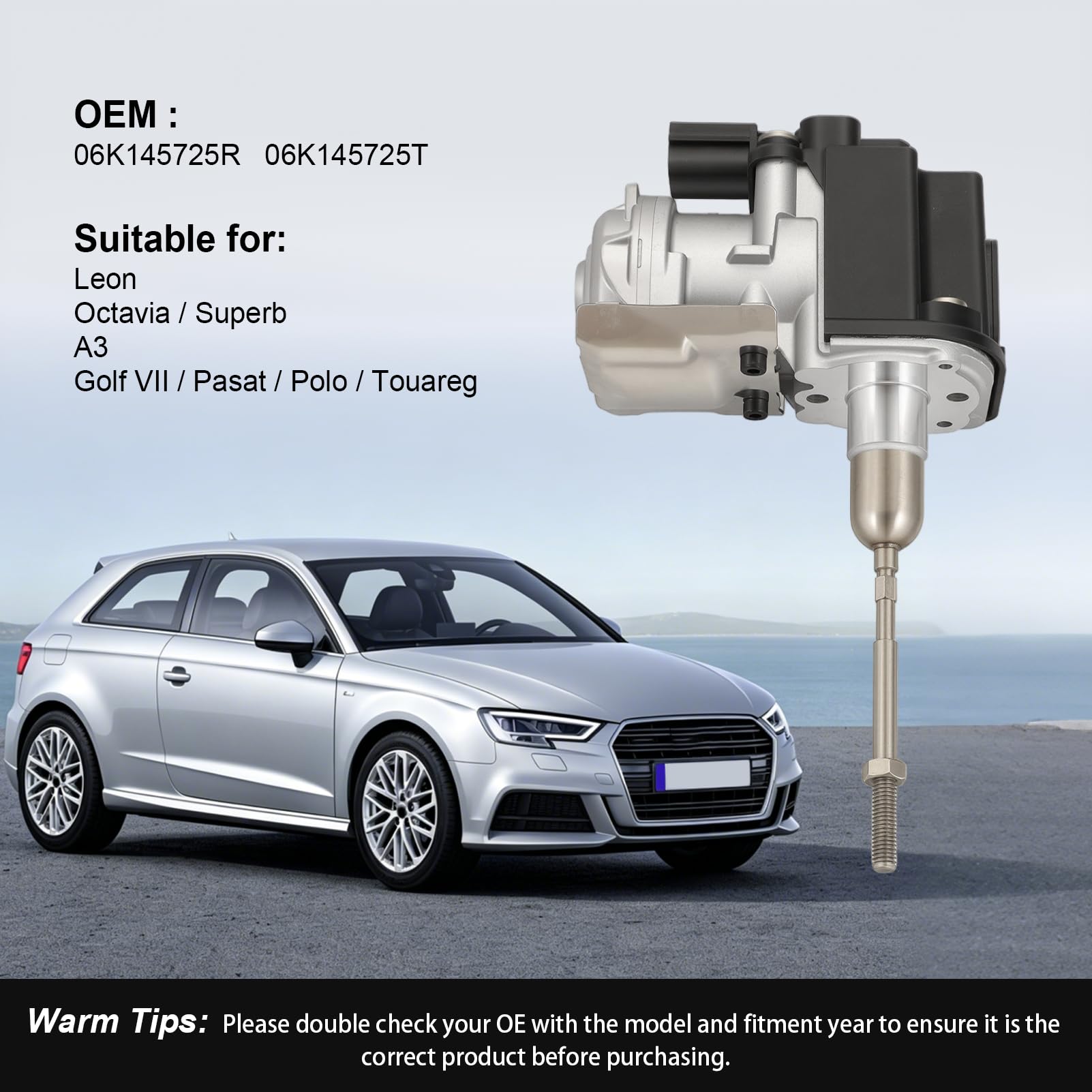 Turbolader Steuergerät Kompatibe Stellglied Elektronisch A3 TT Golf VII 1.8T/2.0T CJSA, CJSB, DAJA, DAJB 06K145725R 06K145725T Abgasdruckwandler, Motorladeregler, Ersatzteil, Kunststoff Metall