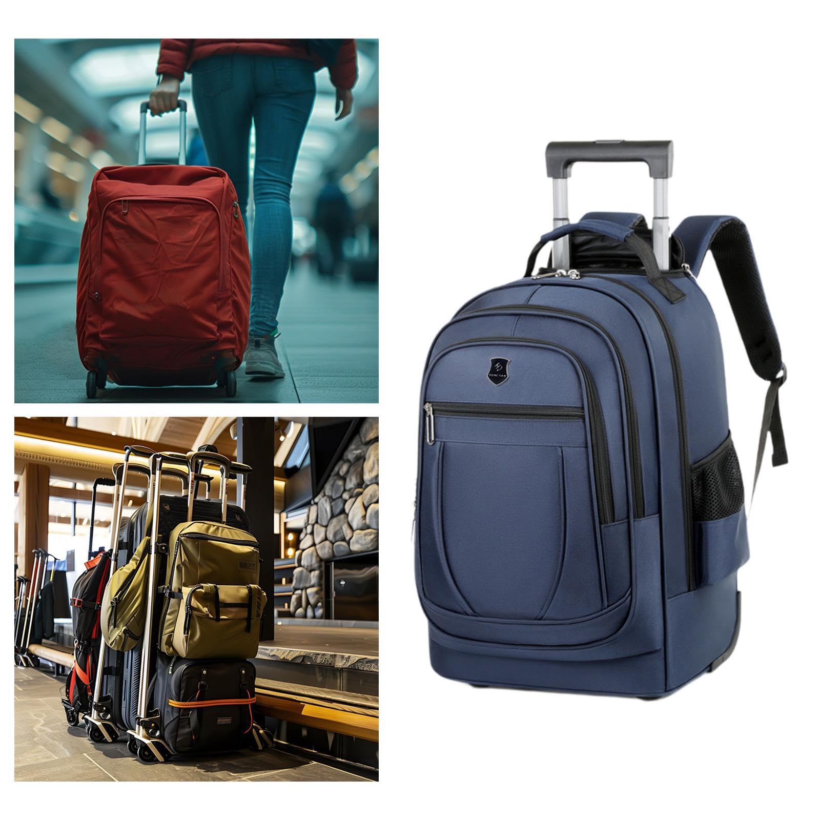 Zaino Trolley Con Ruote Per Sistema Multi Tasche Di, Blu, 50x34x22cm