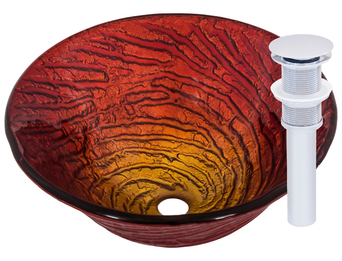 NovattoNOHP-G028CH Misto Glass Vessel Bathroom Sink Set, Chrome