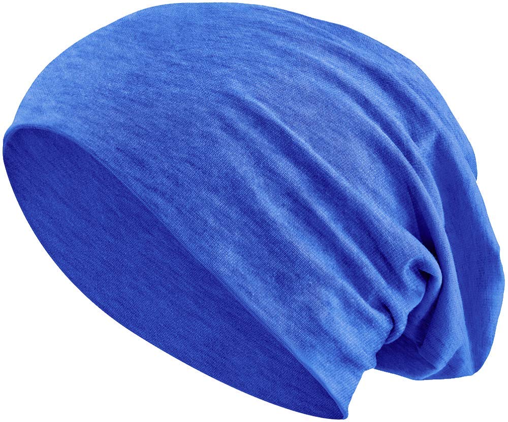 Balinco Jersey Cotton Elastic Long Slouch Beanie Unisex Hat Heather in 35 Assorted Colours (3) (Jeans-Blue)