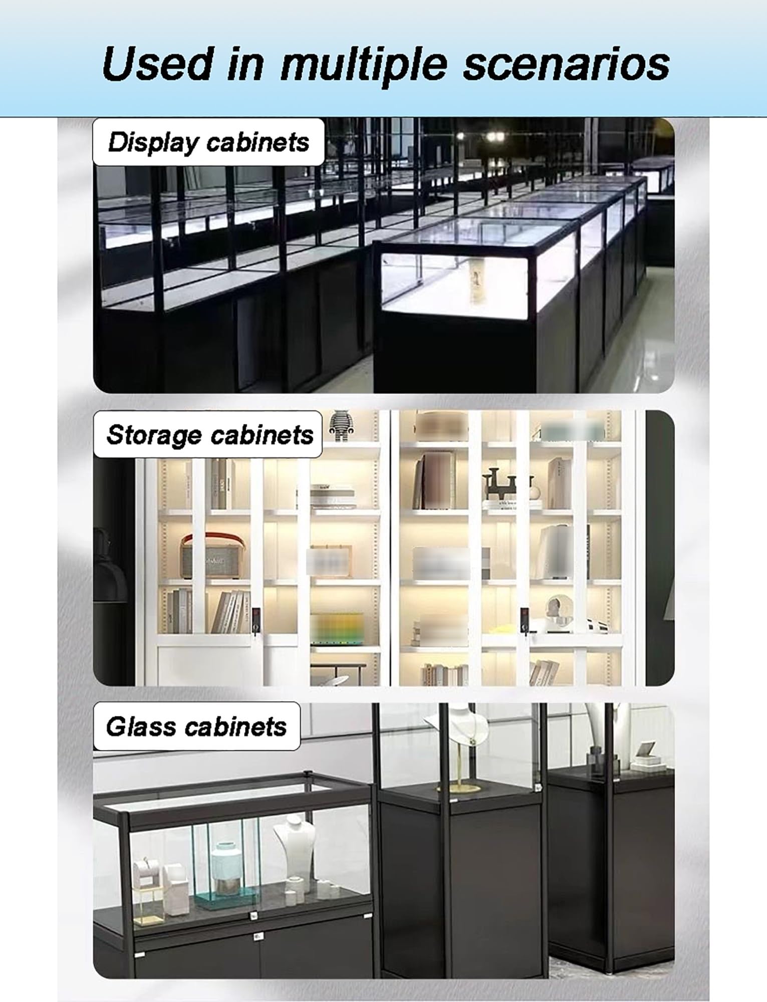 Kit ferramenta per Porte scorrevoli a Doppio Binario per vetrine/librerie/cucine da 8 mm - Rulli silenziosi e Resistenti, Binario Scorrevole per vetrine, armadi e Ante di armadi (Argento, 39