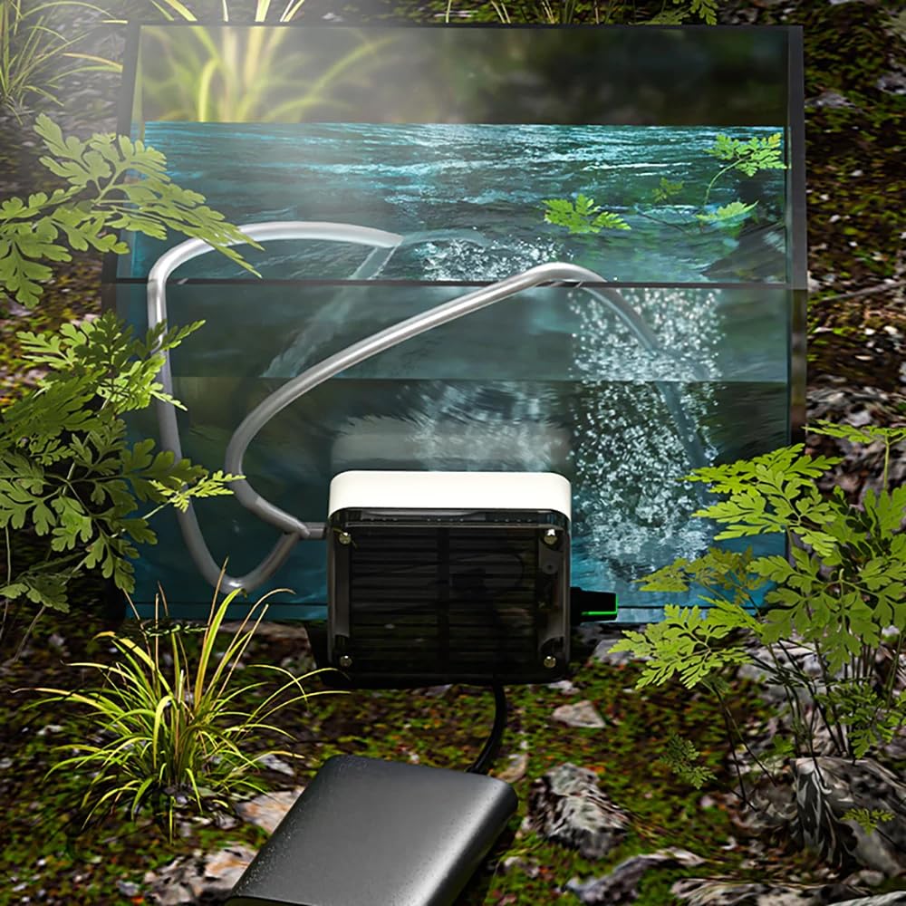 Toplionace Pompe à Oxygène pour Pêche Sauvage énergie Solaire étanche Portable Rechargeable Oxygénateur Pompe à Air pour Aquarium