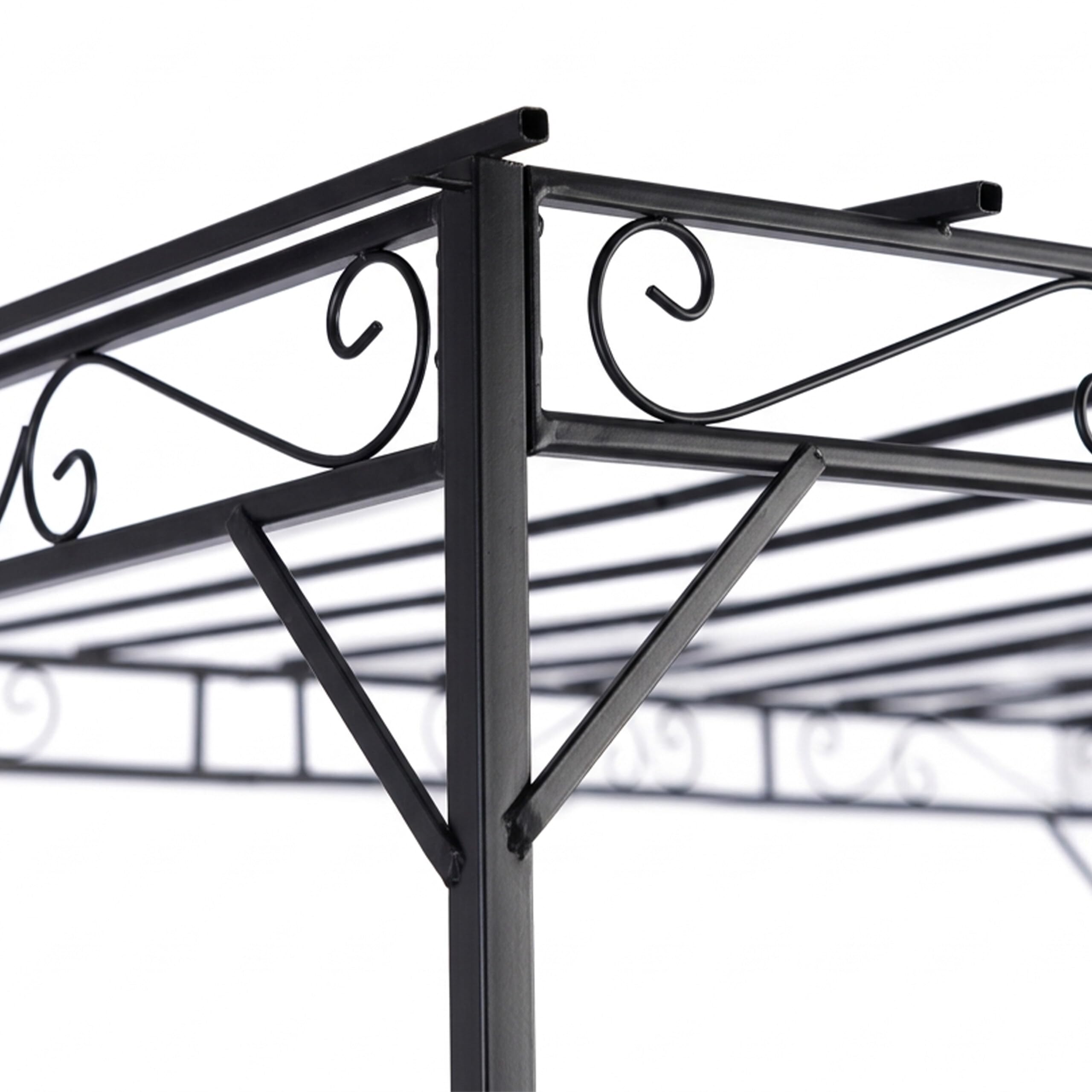 Relaxdays Pergola, Metallo, HxLxP: 215 x 320 x 190 cm, Copertura per terrazza autoportante, Arco per Rose, Nero