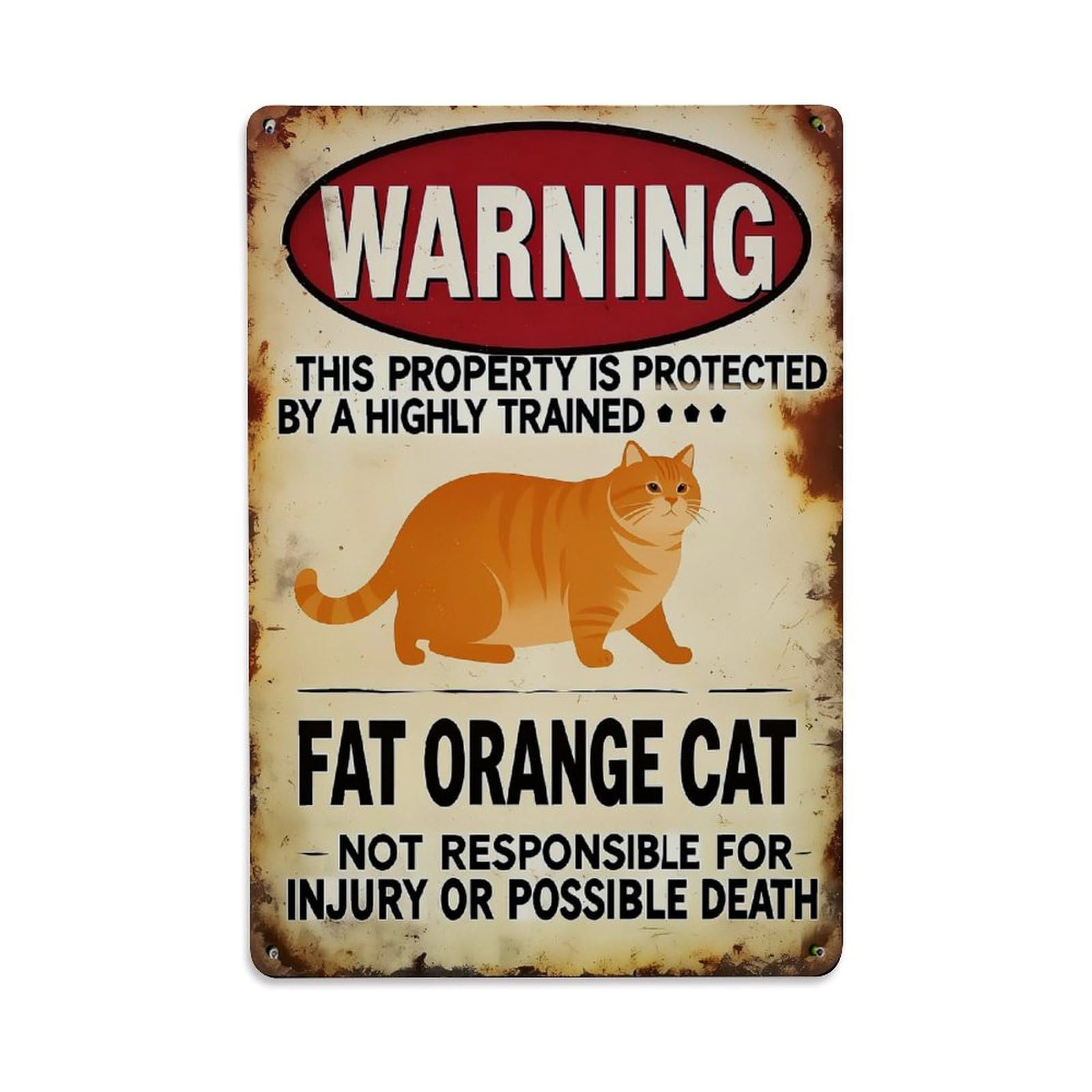 Warning Sign With Cat Print Vintage Tin Sign Retro Metal Wall Decor Metal Poster, Home Bar Garage Farmhouse Cafe Wall Art Decoration 8x12Inches