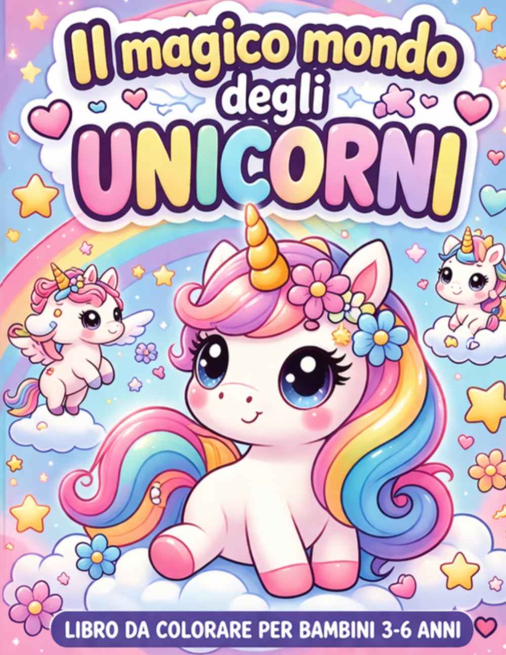 Il magico mondo degli unicorni: Libro da colorare per bambini 3-6 anni | Unicorni kawaii, facili e divertenti