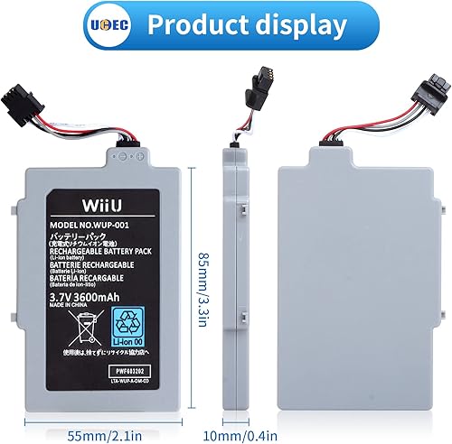 Miniatura 2 de Wii U Gamepad Battery, Wii U Accessories 3600 mAh Wii U Battery Replacement Rechargeable Battery Pack Compatible for Nintendo Wii U Gamepad WUP-010,