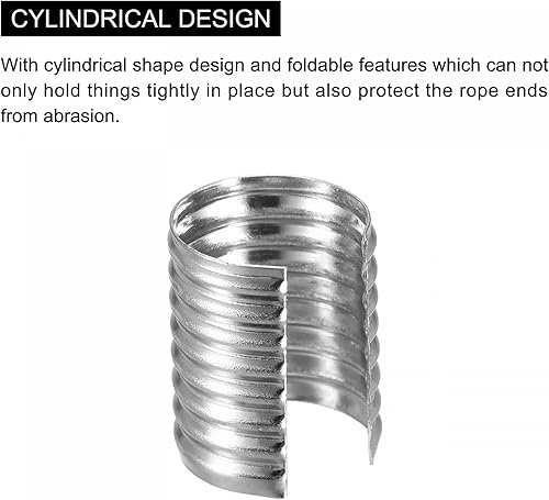 Miniatura 5 de uxcell 100 clips de cuerda de cuero, 0.394 x 0.512 in plegables cilíndrico para cordón, borla, manualidades, tono plateado