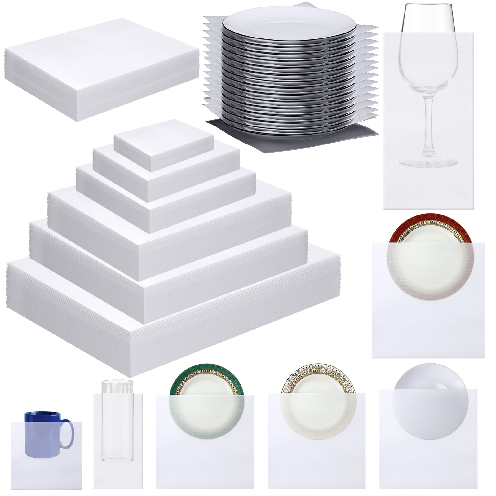 Frienda 240 Pcs Dish Packing Supplies for Moving 60 Foam Sheets 180 Pcs 6-size Plate Sleeves Protective Cushion Pouches for Shipping, Storing Glassware, China &amp; Dinnerware