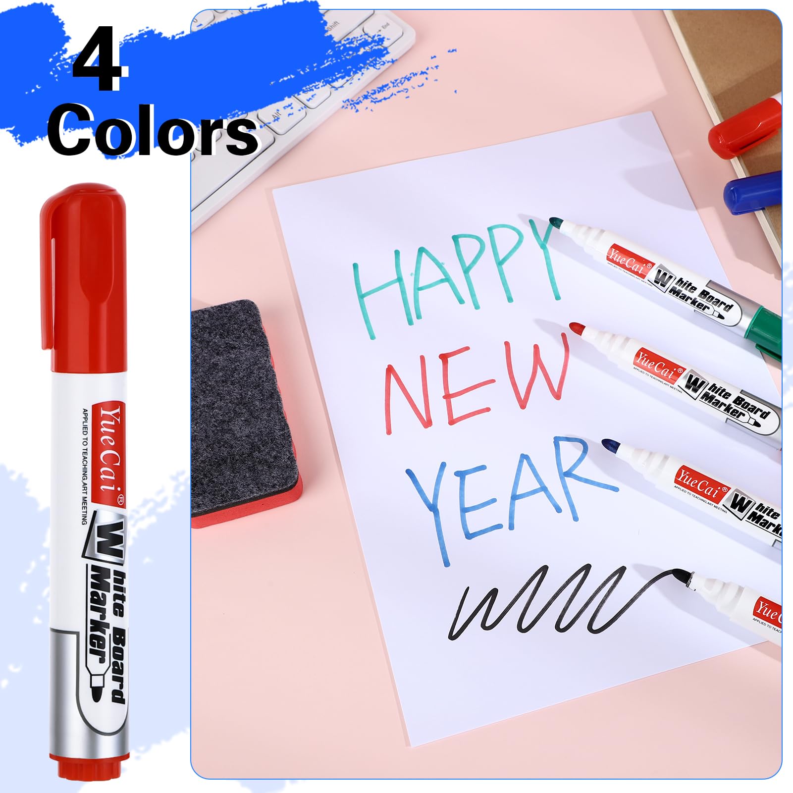 Zuimei 12PCS Whiteboard Pens Markers with 2PCS Magnetic Erasers - Image 3