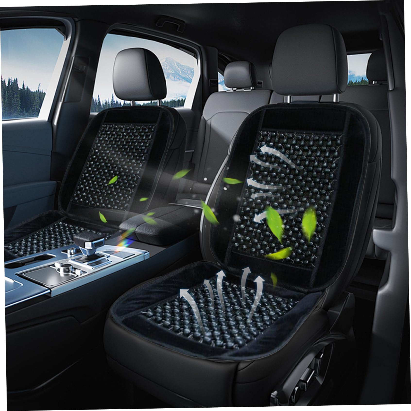Cojín de asiento del conductor del automóvil con cuentas de madera, cubiertas de asiento de cuentas naturales para automóviles, cubiertas de asiento con cuentas enceradas pulidas transpirables, cubie