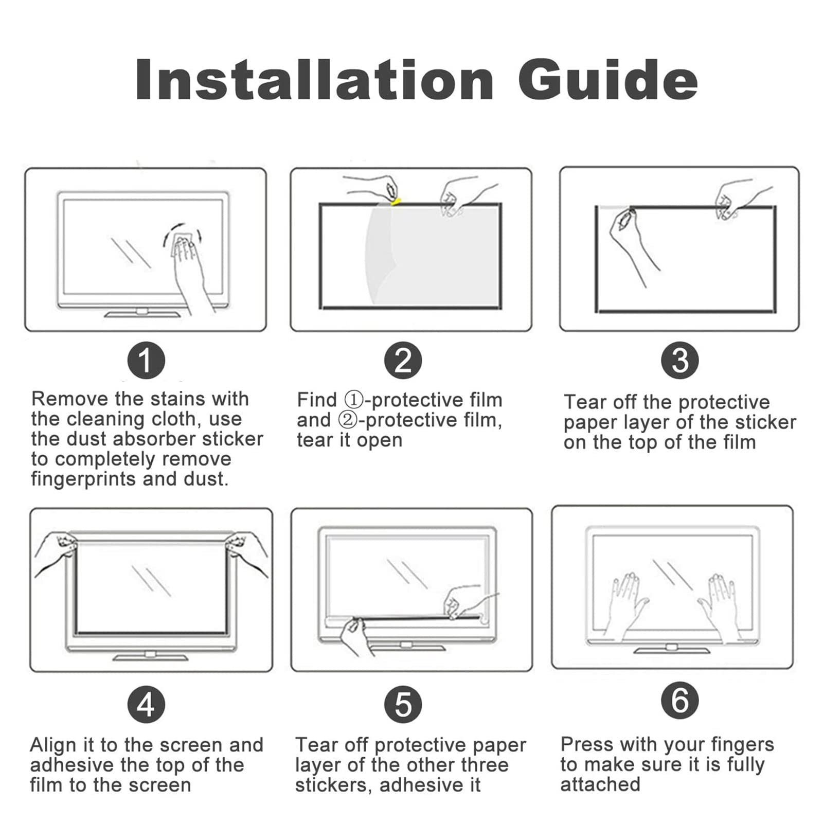 Desconocido Protector de Pantalla de TV Ultra Transparente de 32 a 75 Pulgadas para el hogar, película Mate antirradiación/antideslumbrante/antiazul/Filtro de Polvo, Que Alivia la Fatiga ocula
