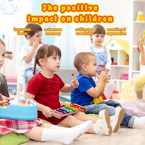 Miniatura 4 de Xilófono para niños pequeños de 1 a 3 años, instrumentos musicales para niños pequeños de 1 a 3 años, juguete de madera para niños pequeños,