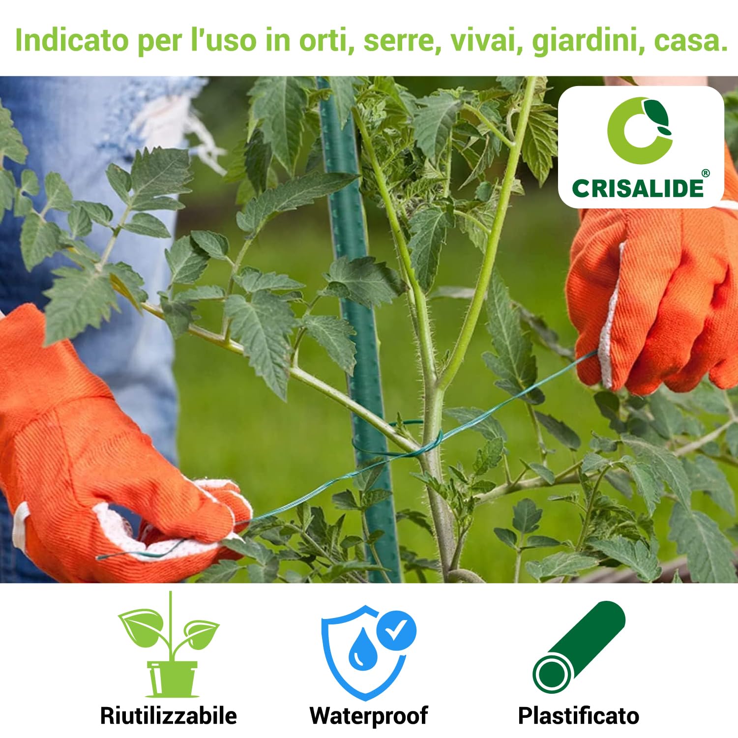 Crisalide® Tutores para plantas 180 cm Ø16 mm de acero plastificado antioxidante, bastones para tomates, huerto y jardín, soporte plantas resistentes, disponibles 5 10 25 unidades (25)