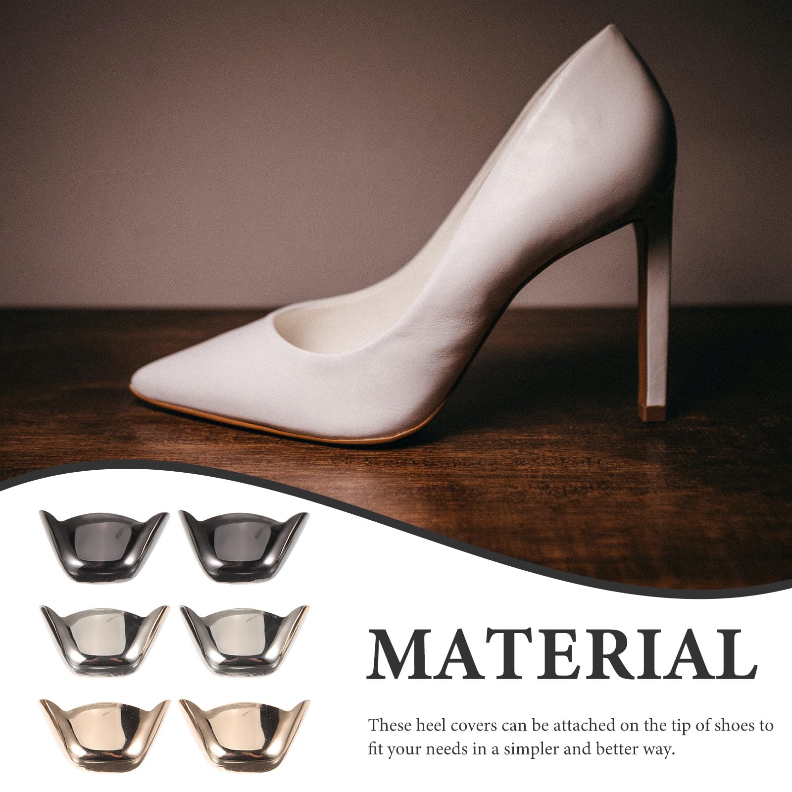 Cubiertas Decorativas Metálicas para Punteras de Tacones 3 Pares Protectores para Zapatos de Mujer Resistentes y Adaptables para Uso Diario y Ocasiones Obsequios