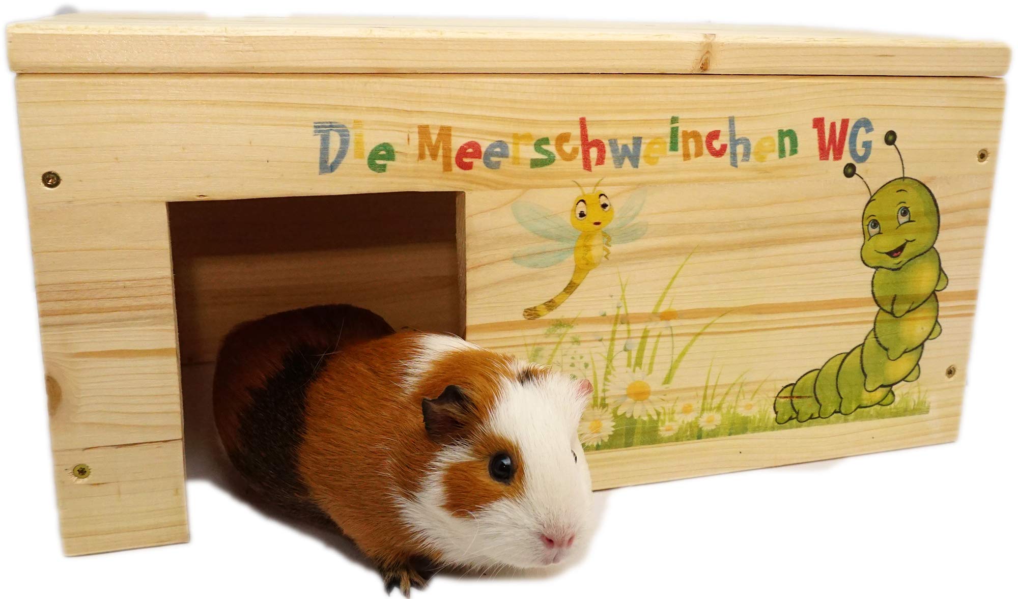 Yireal Meerschweinchengehege mit 2 Eingängen, Stabil, Holzlasur & Aufklappbar / 45x25x22cm