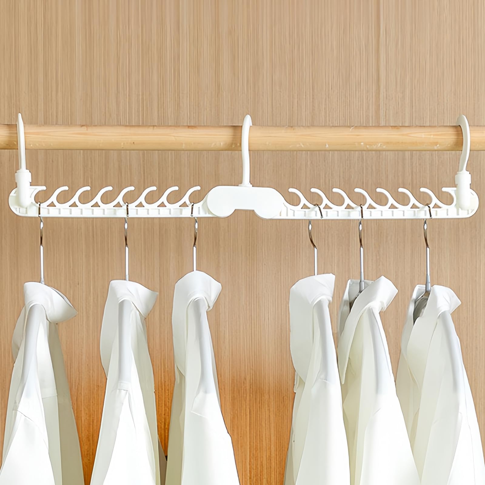 KASTWAVESpace Saving Hangers for Clothes, Closet Organizers and Storage, Portable Folding Clothes Drying Rack with 16 Holes, White