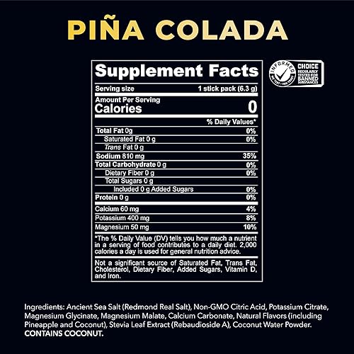 Miniatura 3 de Redmond Re-Lyte Mezcla de electrolitos de hidratación, piña colada, paquete de 30 barras