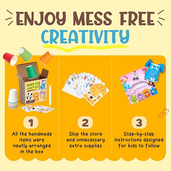 TUZT Manuelle Activité Enfant 3 4 5 6 7 8 9 Ans,12pcs Kit Jeux Créatifs Bricolage Animaux Tasse en Papier DIY Manuelle Jouet Fille Garçon Pâques Anniversaire Decoration Cadeau pour Enfants 3-10 - 4