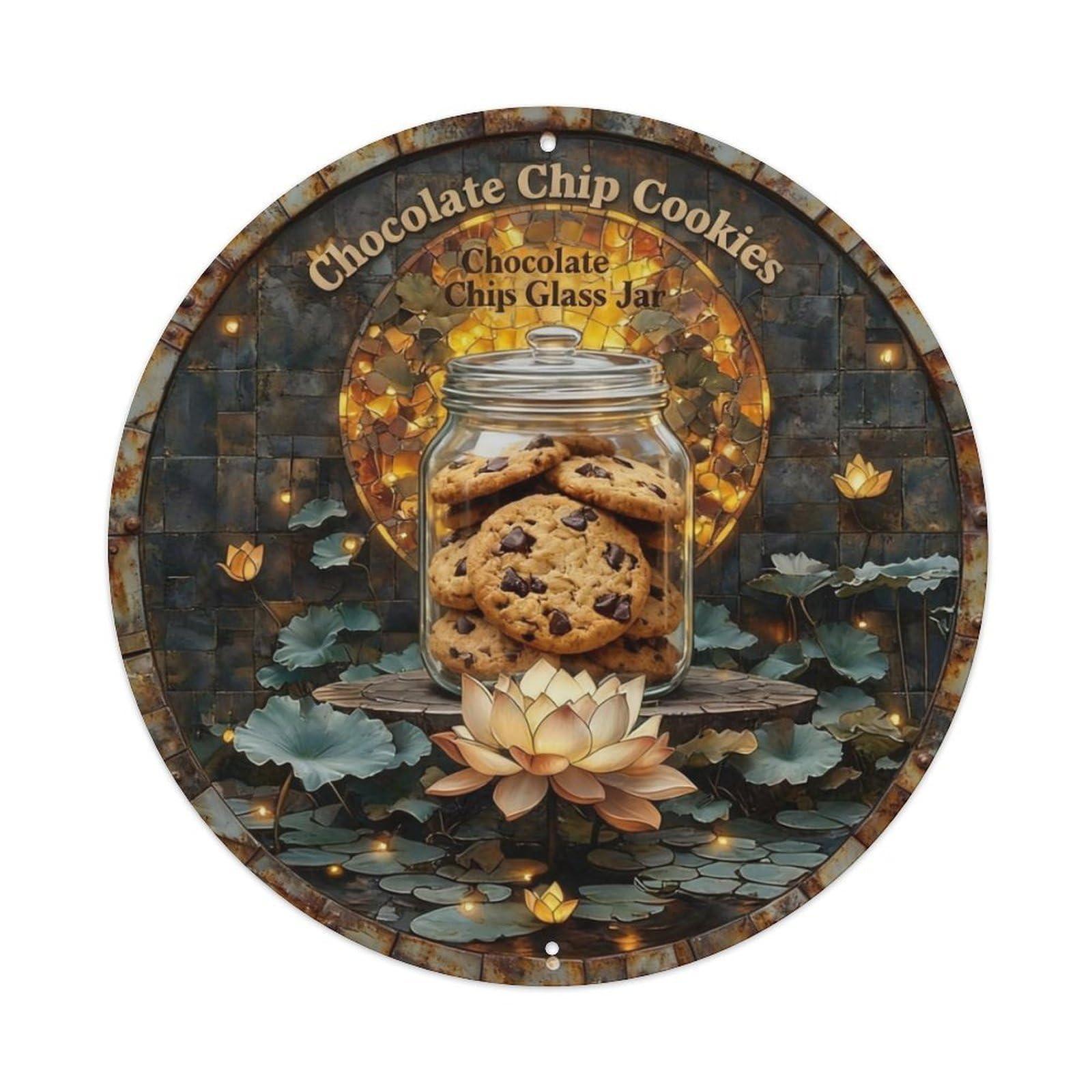 Chocolate Chip Cookies Glass Jar Metal Tin Sign Plaque
