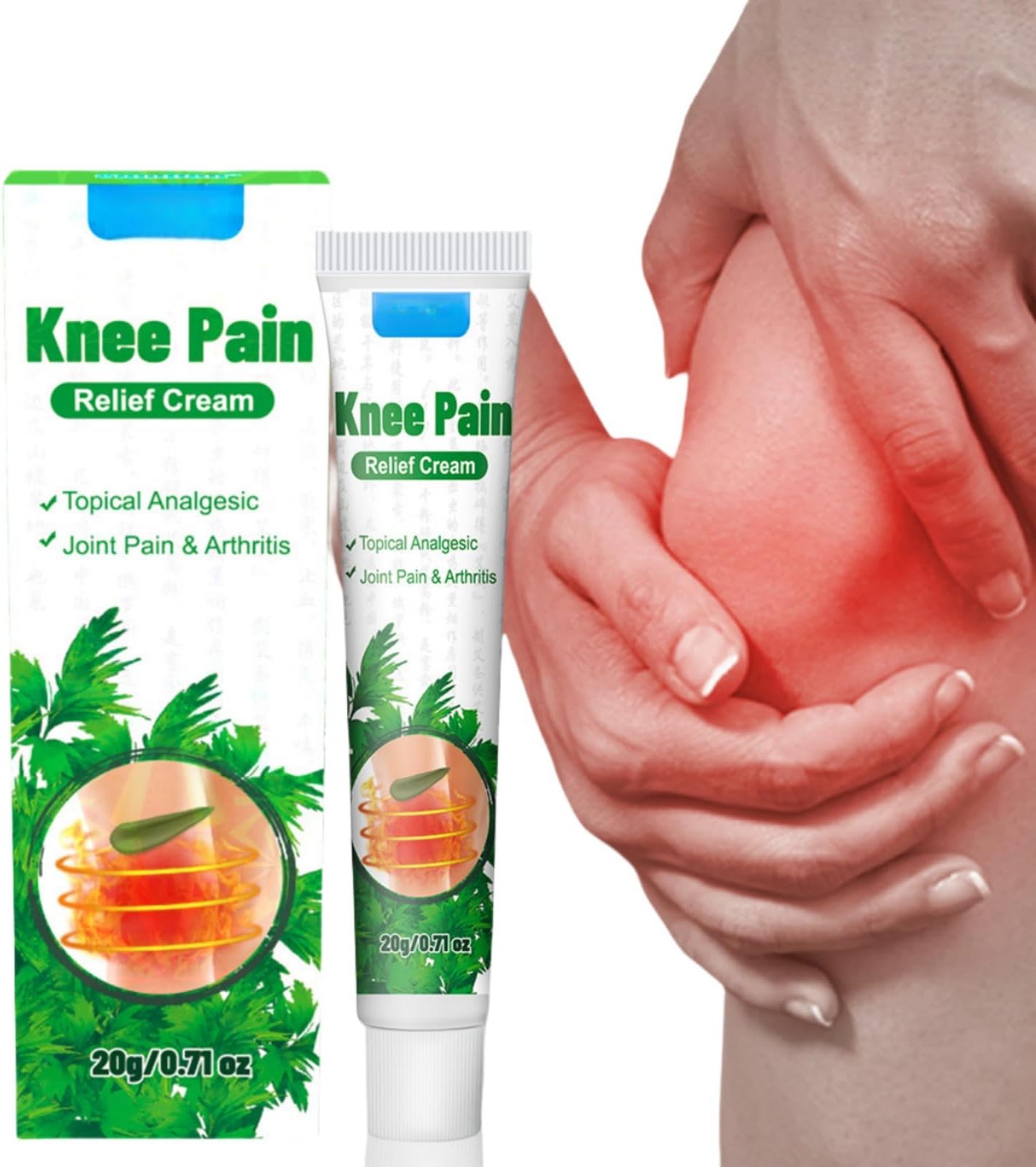 Knee Pain Relief Cream 20g Mugwort for Soothing Knee and Elbow Discomfort, Effective Joint Care Massage Cream for Arthritis and Muscle Strain Relief, Portable Formula for Easy Application