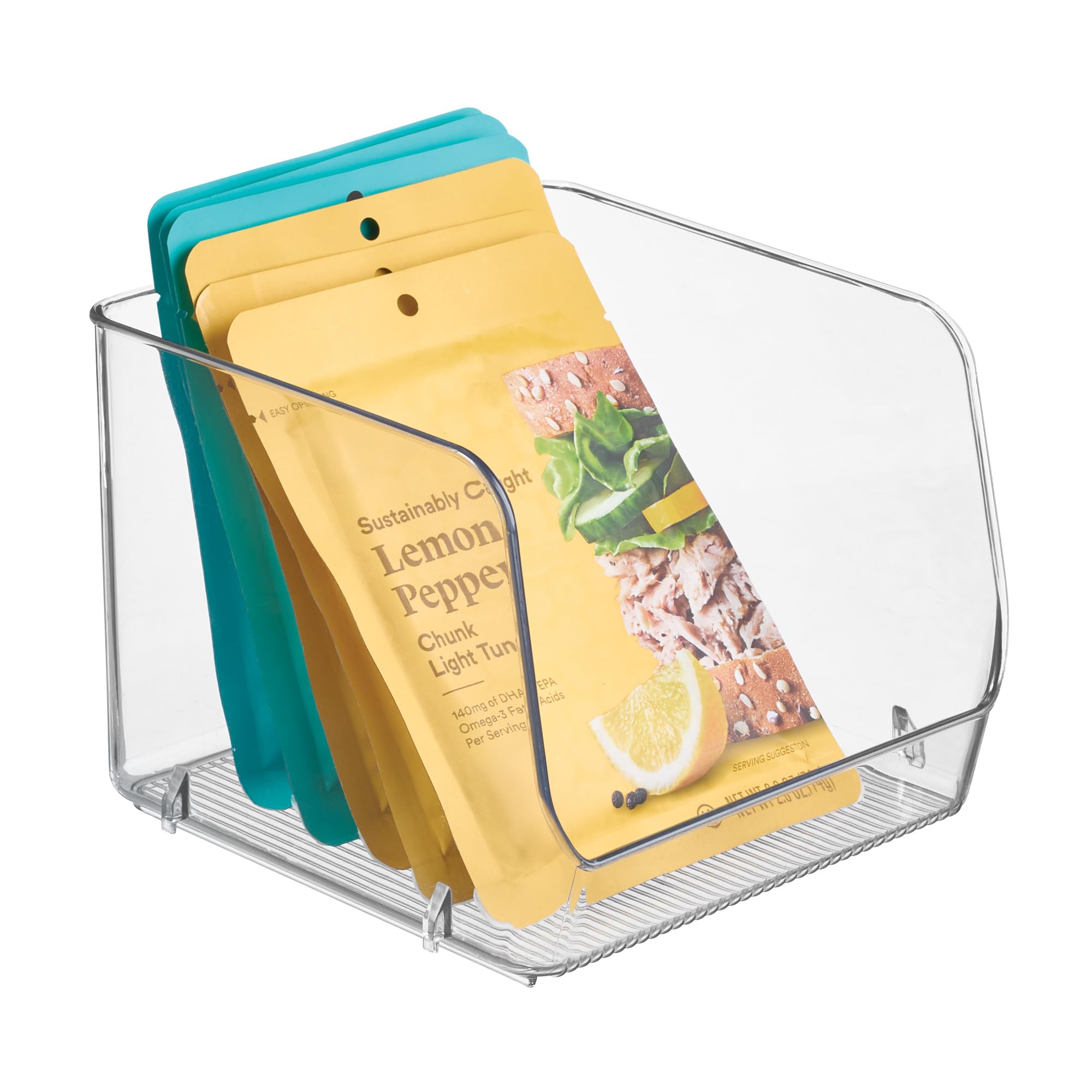 InterDesign iDesign Recycled Plastic Stackable Open-Front Storage Bin – Linus Collection – Clear