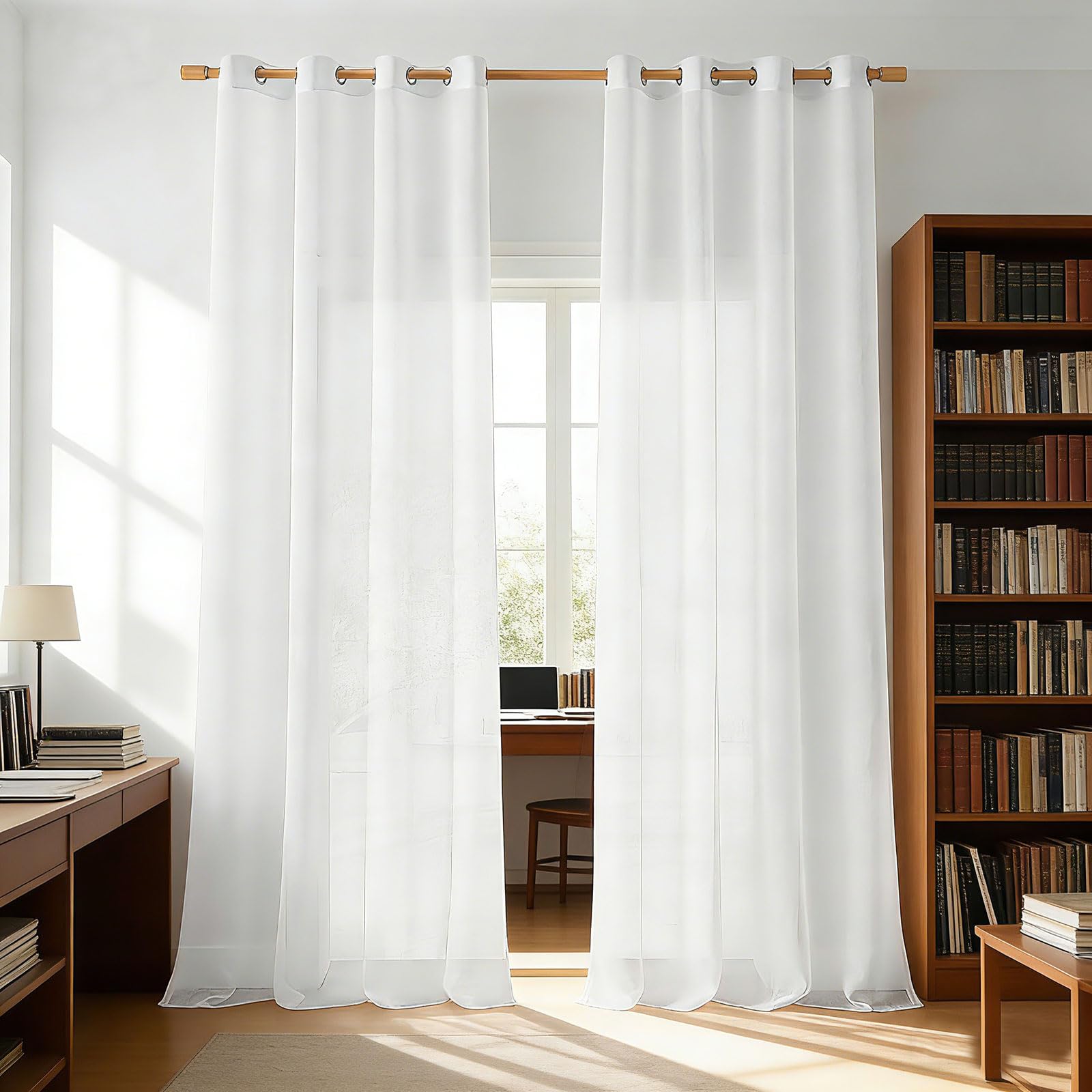 Voilages pour chambre et salon rideau blanc 80x265 cm ambiance douce