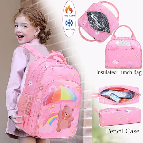 Miniatura 7 de Juego de mochila para niñas con diseño de unicornio, mochila escolar para niños, mochila para libros para niñas, set 3 en 1, regreso a clases