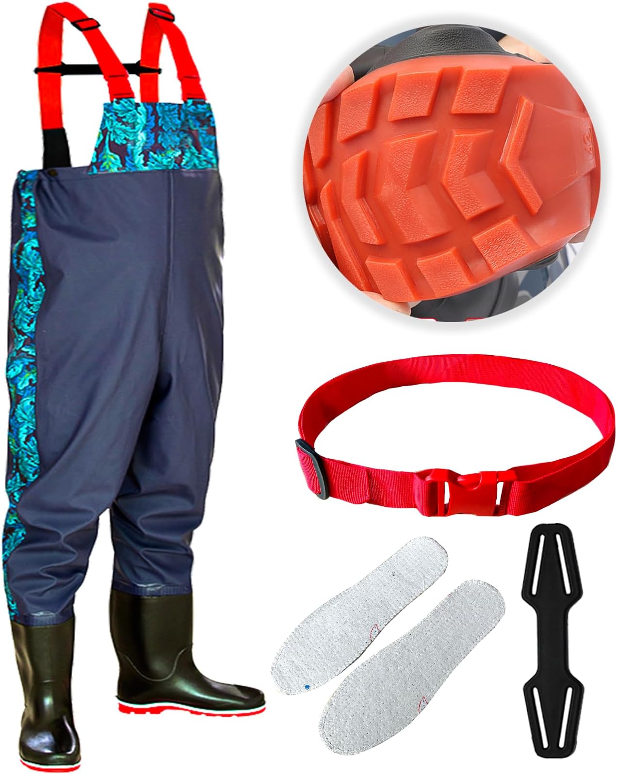 FREGITO Chest Waders with Boots, Fishing Hunting Waders,Wading Boot Nylon PVC Waterproof for Fly Fishing Waders Men & Women