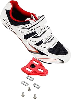 Venzo Bicycle Men's Road Cycling Riding Shoes - 3 Straps- Compatible with Peloton Shimano SPD & Look ARC Delta - Perfect f...