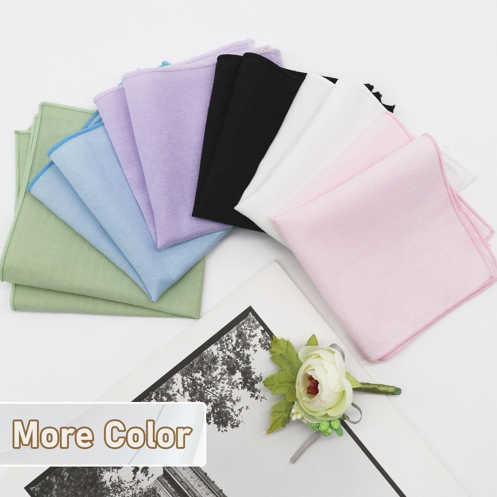 LJBFNN Pocket Squares Handkerchiefs for Men Soft Cotton Mens Womens White Pocket Square with Holder for Suit Wedding Business (Light Lavender)