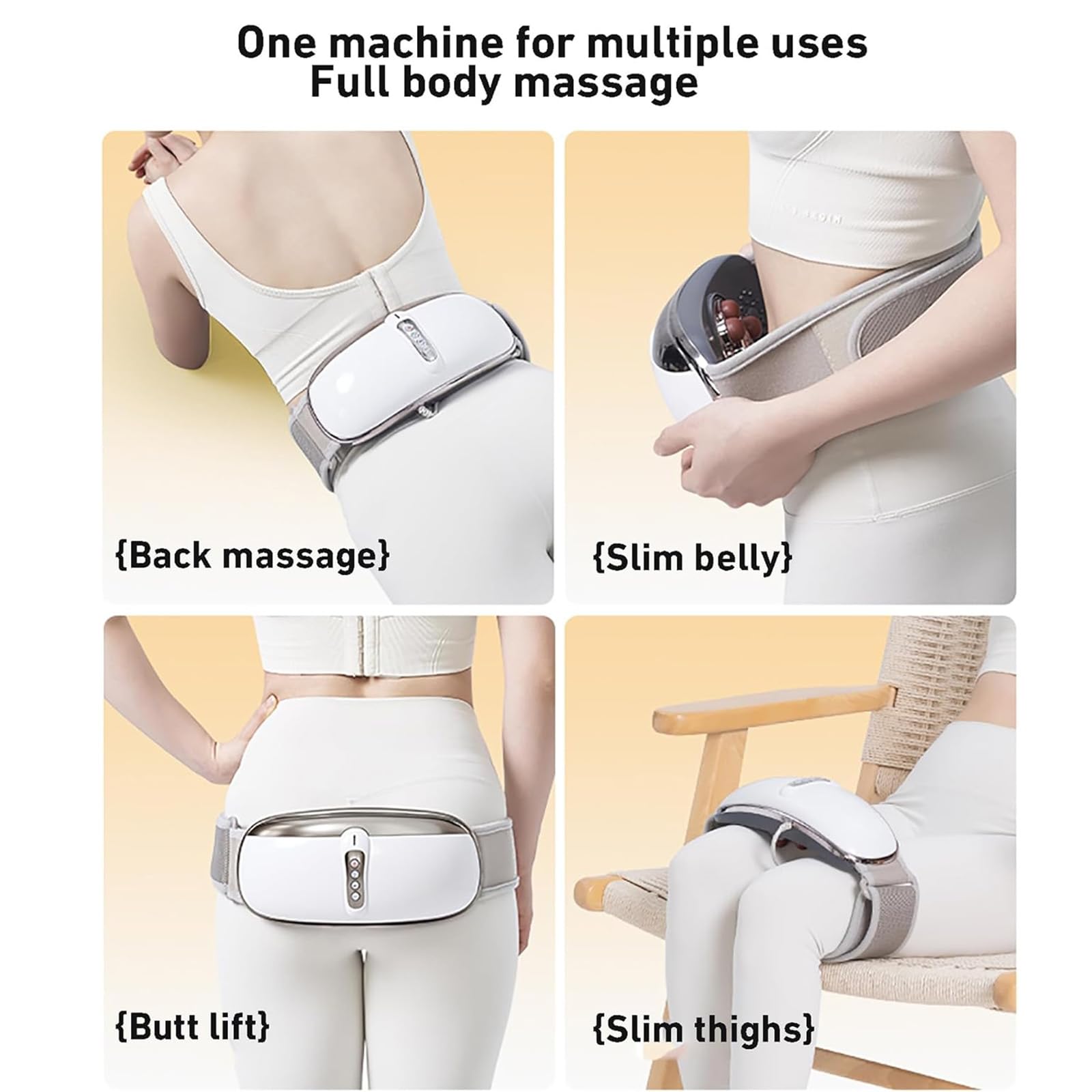 Electric Abdominal Massage, Wireless Model Slimming Belt with 4 Massage Intensities & 360° Massage and Vibrating Heat for Waist, Back Massage, Lifting Buttocks, Slimming Belly and Thighs