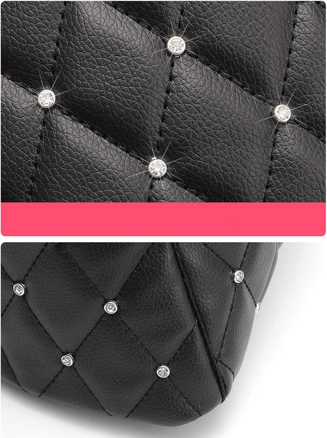 LEQC Car Net Pocket Handbag Holder, Car Purse Holder Between Seats, Car Seat Organizer, Durable Car Seat Storage, Pu Leather Hanging Storage Bag, Storage Barrier of Backseat Pet Kids( diamond Black） Photo