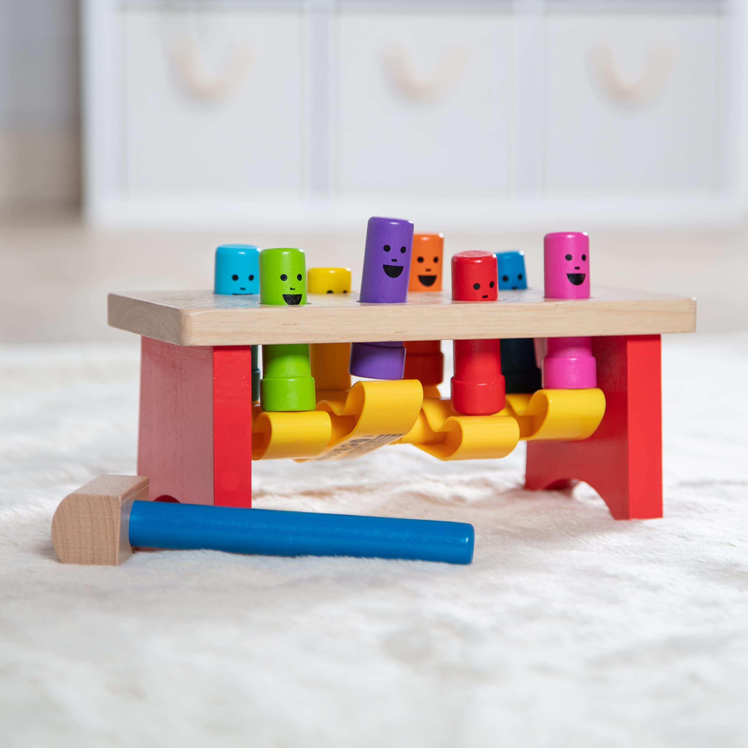 Melissa & Doug Banco da Lavoro in Legno con Martello, Gioco Educativo, Giocattoli per Lo Sviluppo, Giocattoli Prima Infanzia, Montessori, Regalo Bambini Bambine di 2 3 4 5 Anni