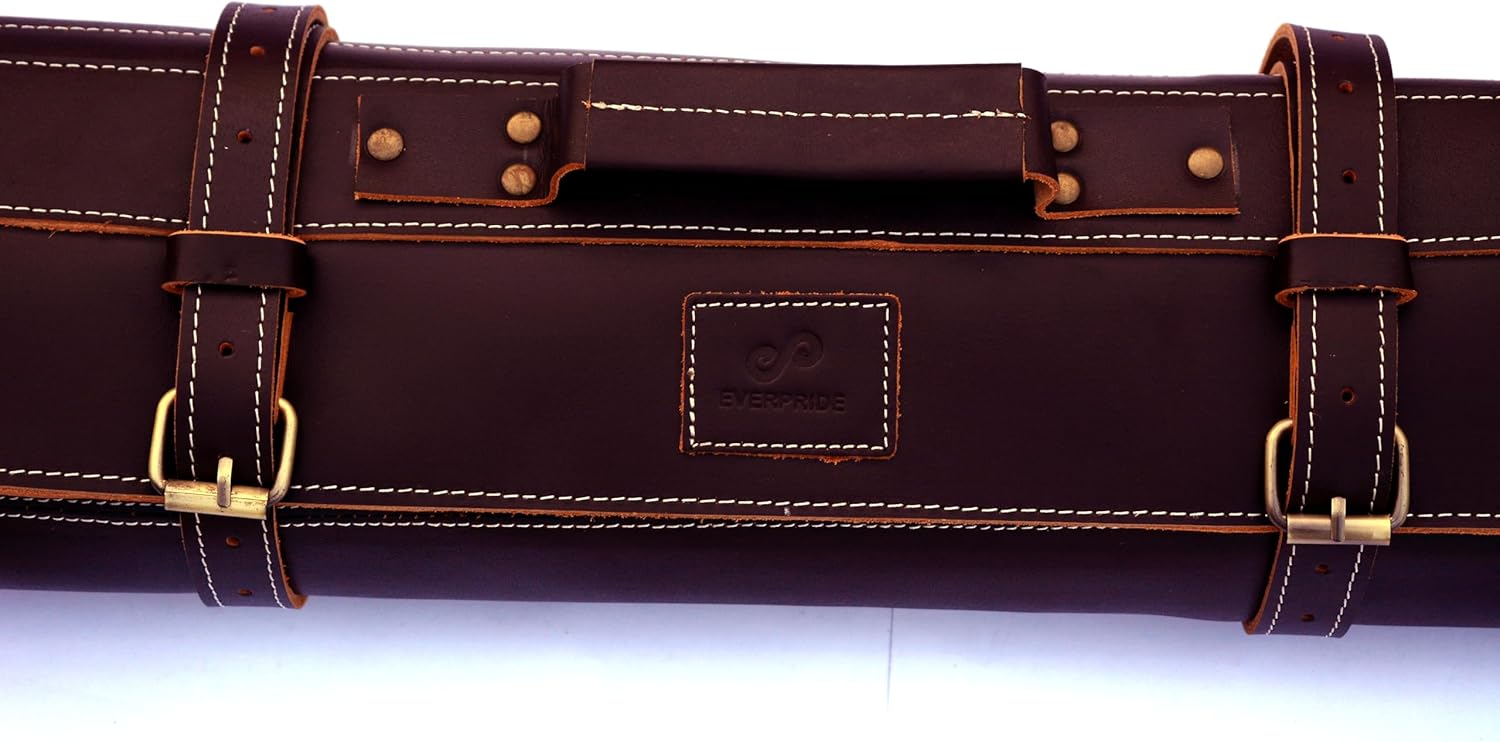 EVERPRIDE Brown Leather and Suede Knife Roll