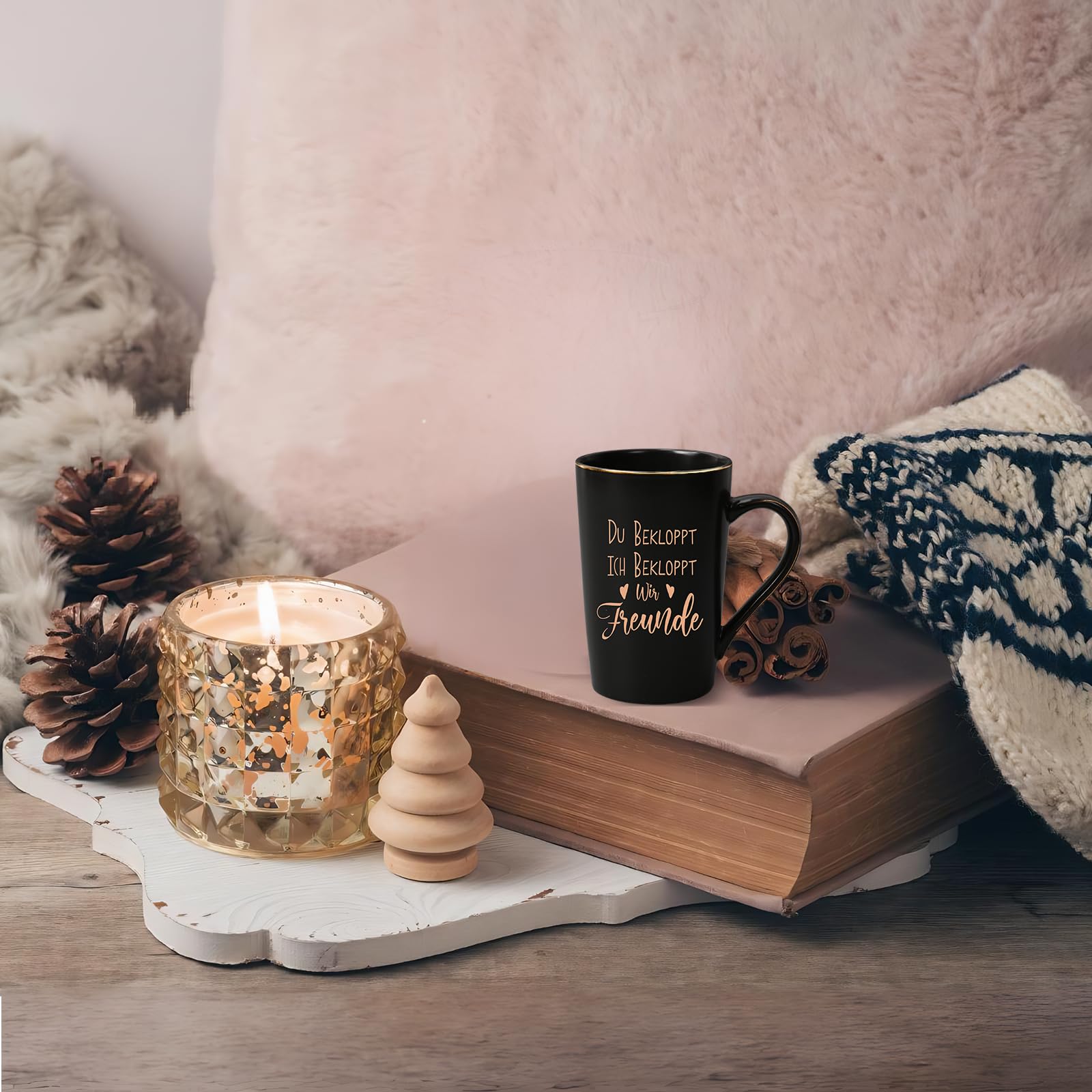 Diztoud Gift for Boyfriend Christmas Gifts for Friends Girlfriend, Colleague Mug with Saying Du Ich Bekloppt Wir Freunde - Image 4