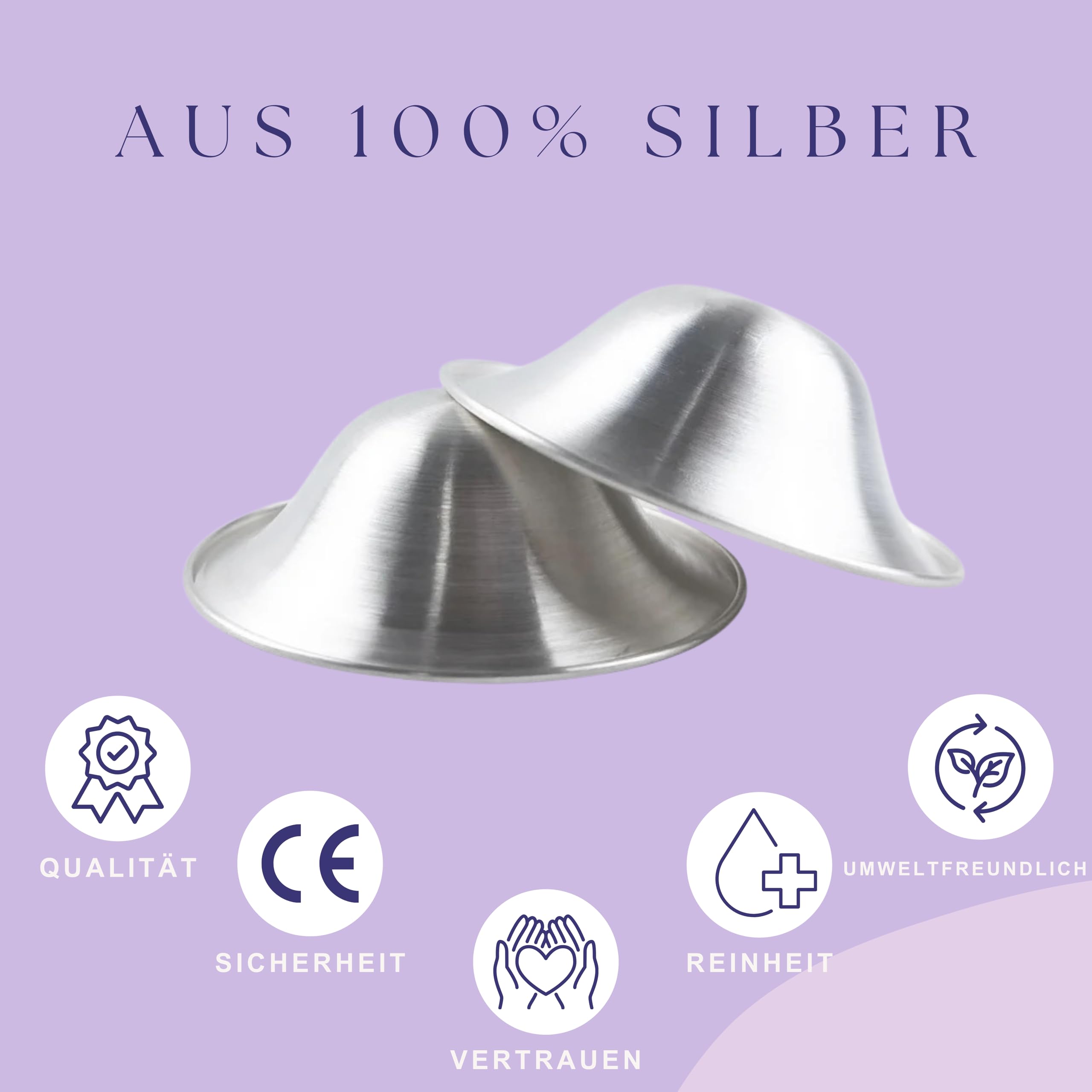 Tylla | Silberhütchen aus 999er Silber | Hilfe bei beanspruchten Brustwarzen | Unterstützt feuchte Regeneration beim Stillen | Wochenbett Stillhütchen (2 Stück) für Brustschutz