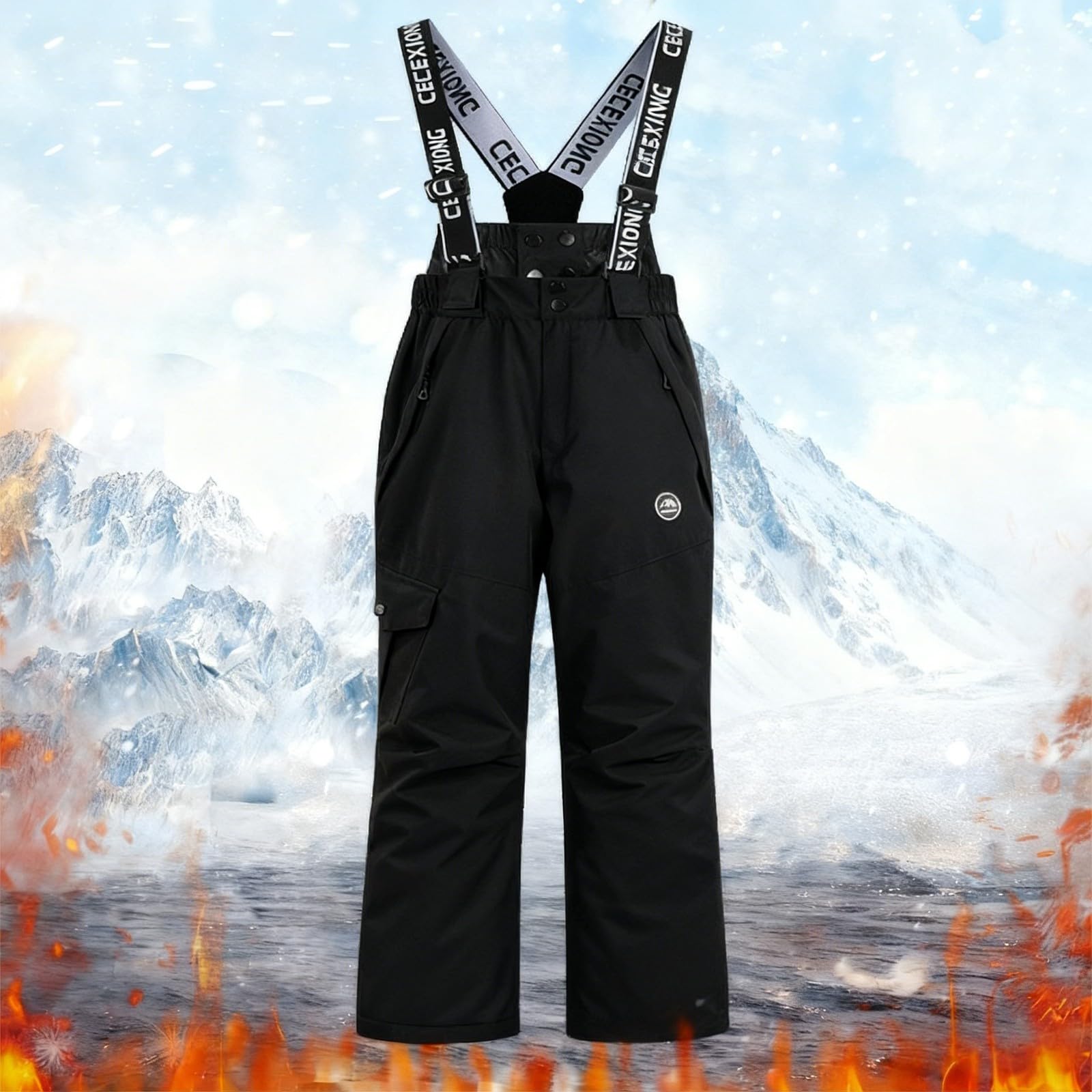 Pantalon imperméable pour enfants - Isolation thermique réglable - Avec genouillères - Pantalon de neige imperméable - Pantalon de ski - Pantalon d'hiver renforcé - Durable - 5 à 14 ans