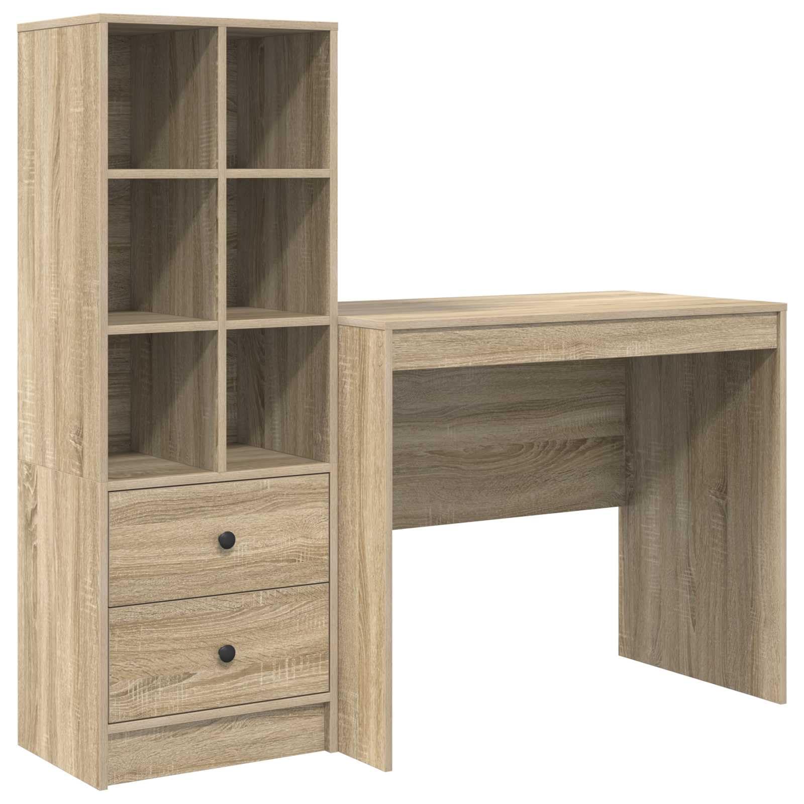 Scrivania da Ufficio con Mobile e Cassetti Rovere Sonoma 2 Pezzi