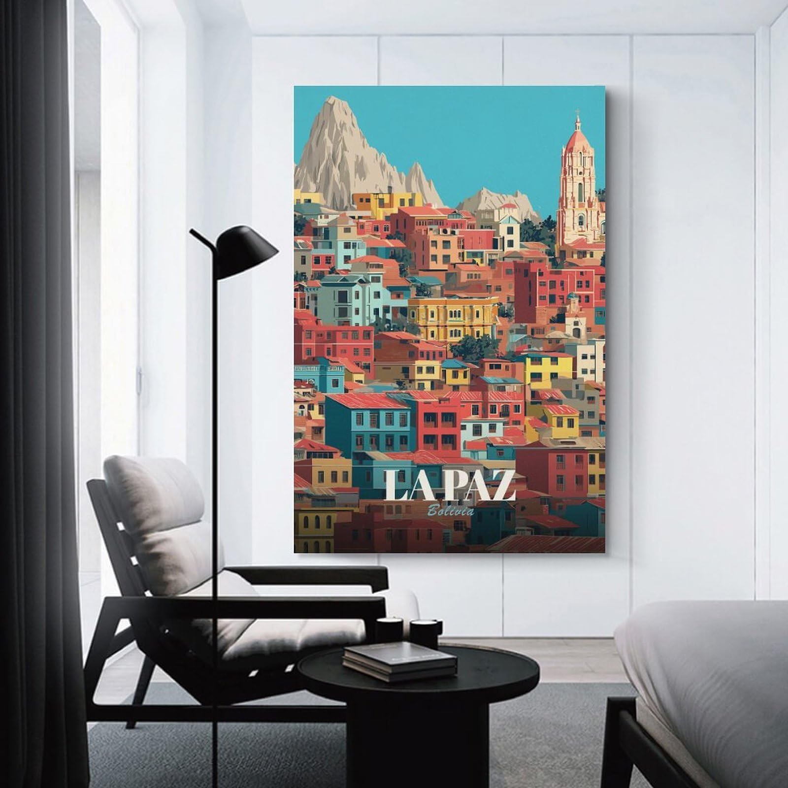 Junmoney La Paz, Bolivia Cityscape Art Decorative Wall Artwork 20x30inch(50x75cm), for Front Hall, Corridor Or Welcome Spaces, Decorative Wall Art for Narrow Spaces