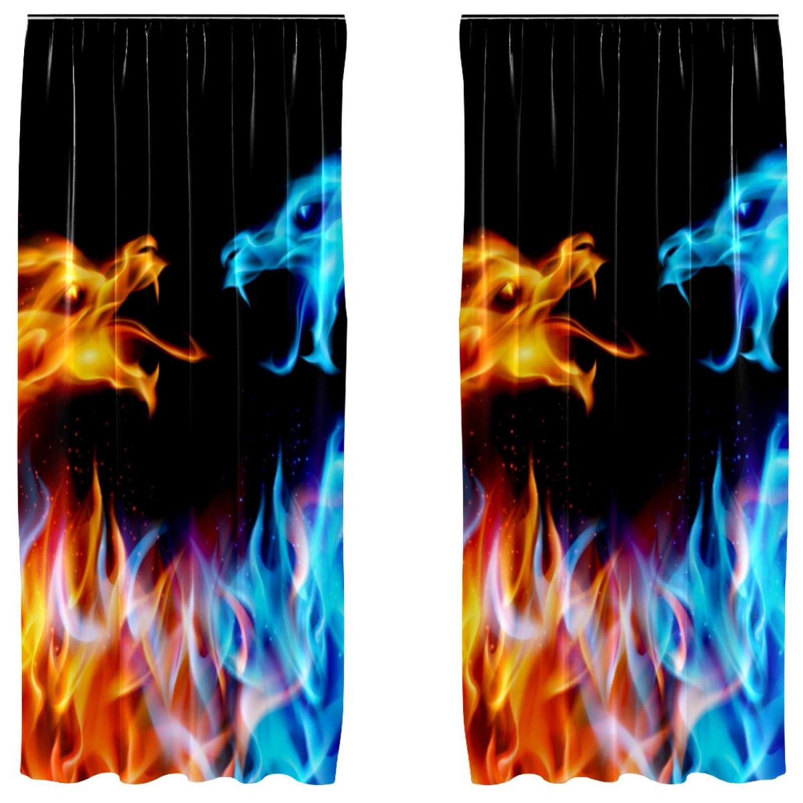 Cortinas de fuego azul y rojo decorativas y paneles ligeros de 55x84
